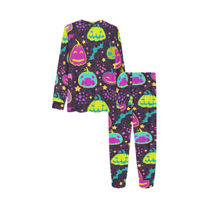 Halloween Pumpkin Bat Pattern Kids' Boys' Girls' All Over Print Pajama Set