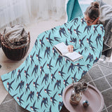 Swallow Pattern Print Design 01 Blanket Robe with Sleeves