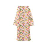 Hummingbird Pattern Print Design 03 Blanket Robe with Sleeves