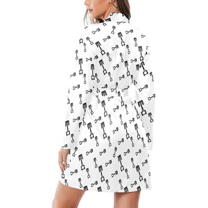 Engine Piston Random Pattern Print Design 04 Women's Long Sleeve Belted Night Robe