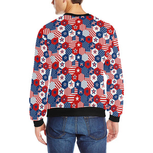 USA Star Hexagon Pattern Men's Crew Neck Sweatshirt