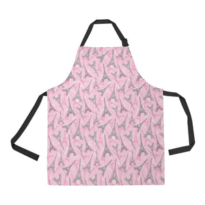 Eiffel Tower Pink Background Pattern Print Design Adjustable Apron