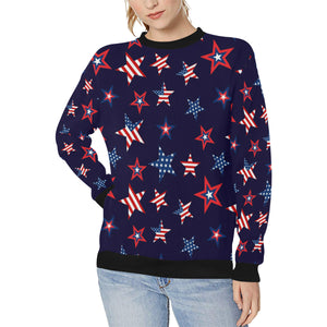 USA Star Pattern Theme Women's Crew Neck Sweatshirt