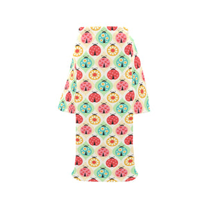 Ladybug Pattern Print Design 02 Blanket Robe with Sleeves