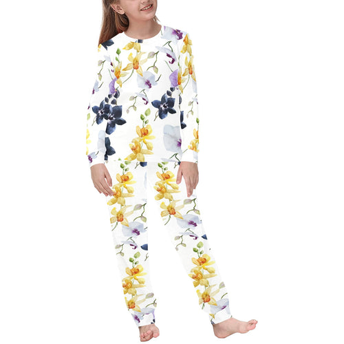 Orchid Pattern Background Kids' Boys' Girls' All Over Print Pajama Set