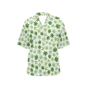 Canabis Marijuana Weed Pattern Print Design 02 Women's All Over Print Hawaiian Shirt