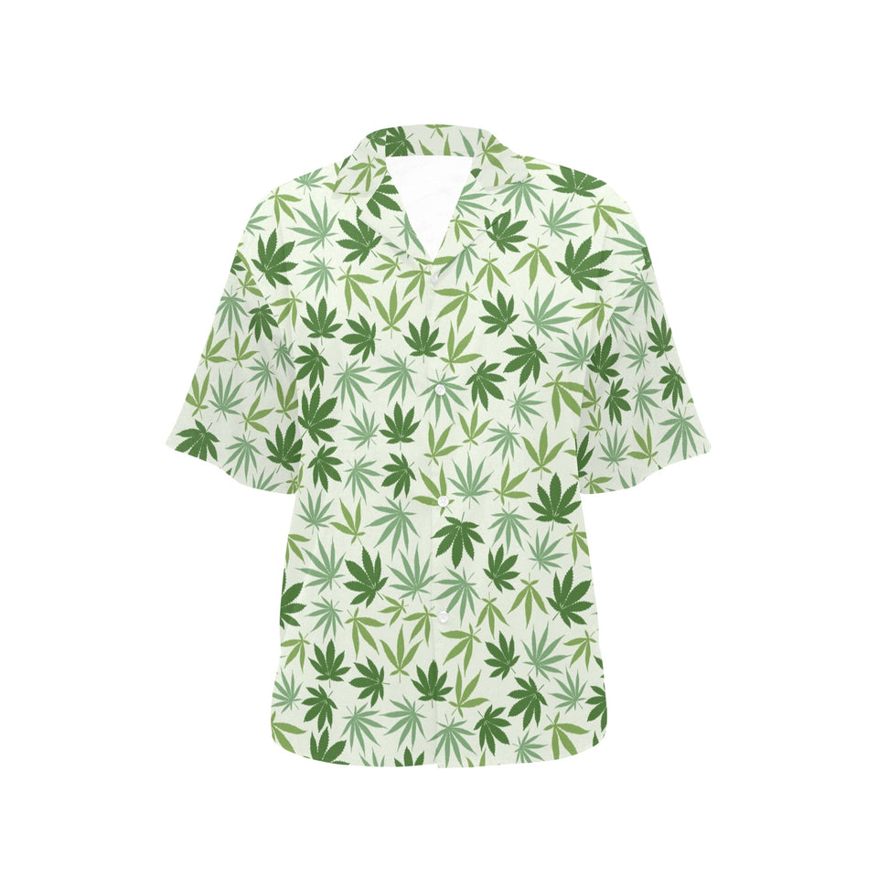 Canabis Marijuana Weed Pattern Print Design 02 Women's All Over Print Hawaiian Shirt