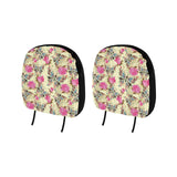 Butterfly Pink Rose Pattern Car Headrest Cover