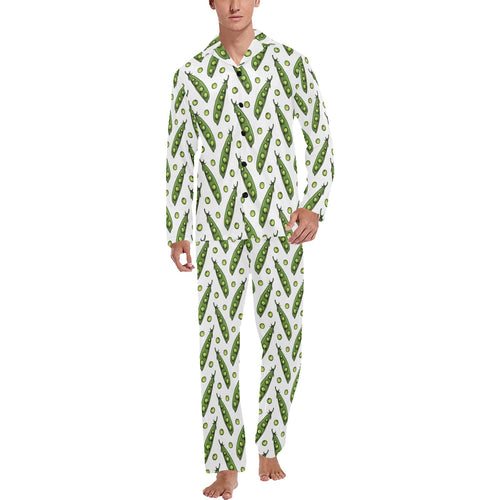 Green Peas Pattern Print Design 03 Men's Long Pajama Set