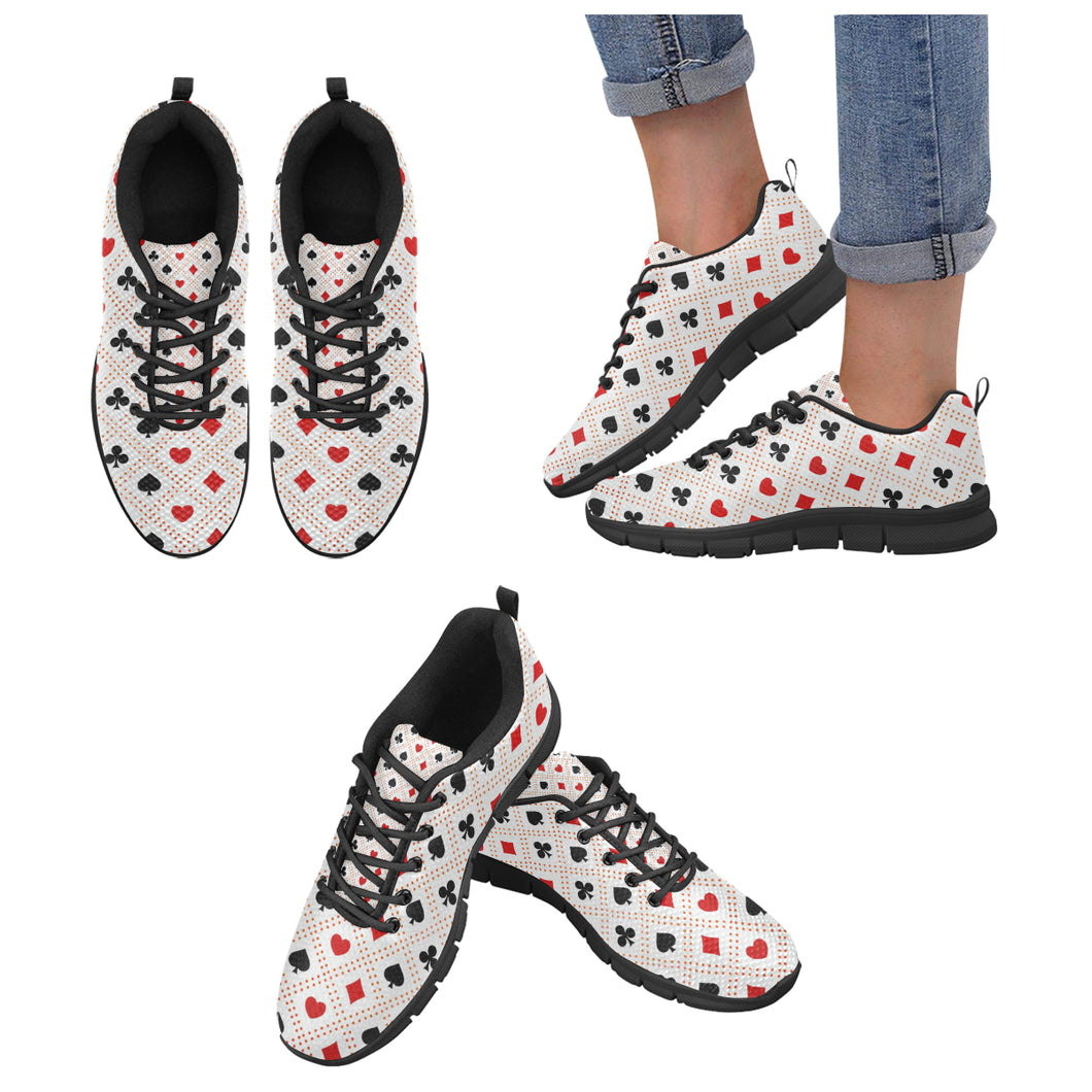 Casino Cards Suits Pattern Print Design 04 Women's Sneakers Black