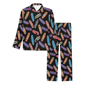 Skate Board Pattern Print Design 04 Men's Long Pajama Set