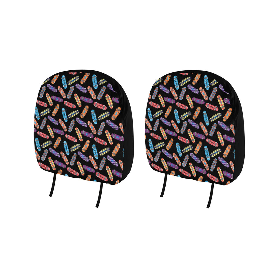 Skate Board Pattern Print Design 04 Car Headrest Cover