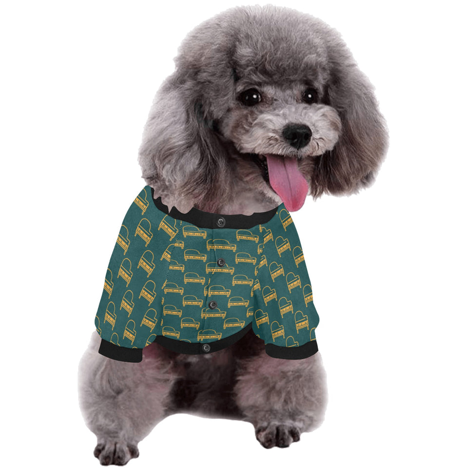 Piano Pattern Print Design 03 All Over Print Pet Dog Round Neck Fuzzy Shirt