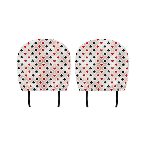 Casino Cards Suits Pattern Print Design 04 Car Headrest Cover