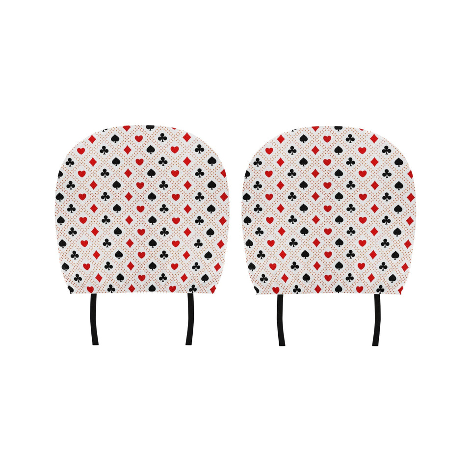 Casino Cards Suits Pattern Print Design 04 Car Headrest Cover