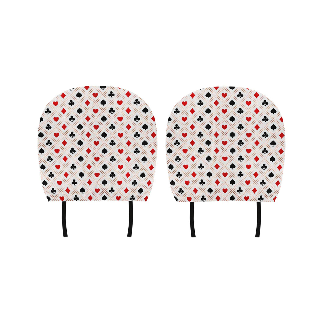 Casino Cards Suits Pattern Print Design 04 Car Headrest Cover