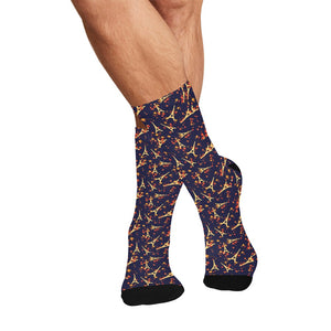 Eiffel Tower Pattern Print Design 02 Crew Socks