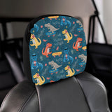 Dinosaur Music Skating Pattern Car Headrest Cover