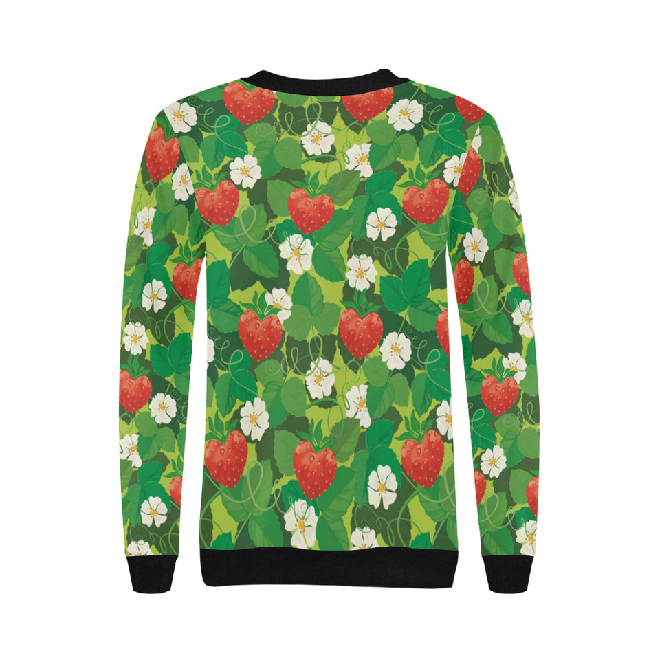 Strawberry Leaves Pattern Women's Crew Neck Sweatshirt
