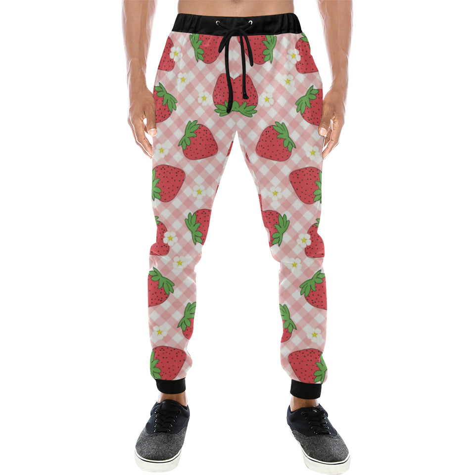 Strawberry Pattern Stripe Background Unisex Casual Sweatpants