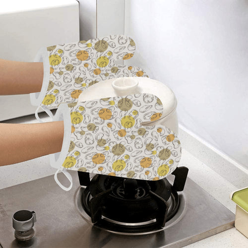 Potato Chips Pattern Print Design 02 Heat Resistant Oven Mitts