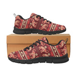 Elephant Red Pattern Ethnic Motifs Men's Sneakers Black