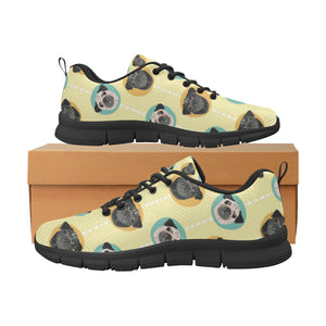 Pug Head Pattern Men's Sneakers Black