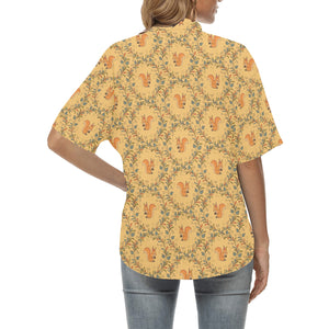 Squirrel Pattern Print Design 01 Women's All Over Print Hawaiian Shirt