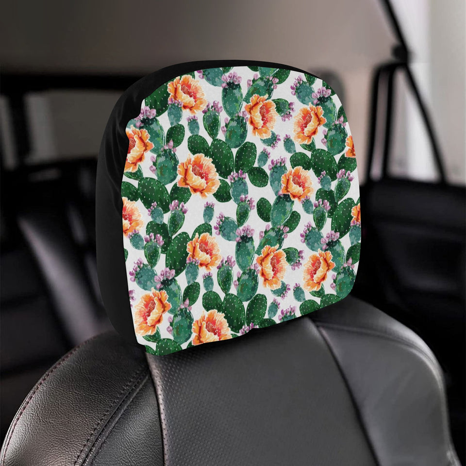 Cactus and Flower Pattern Car Headrest Cover