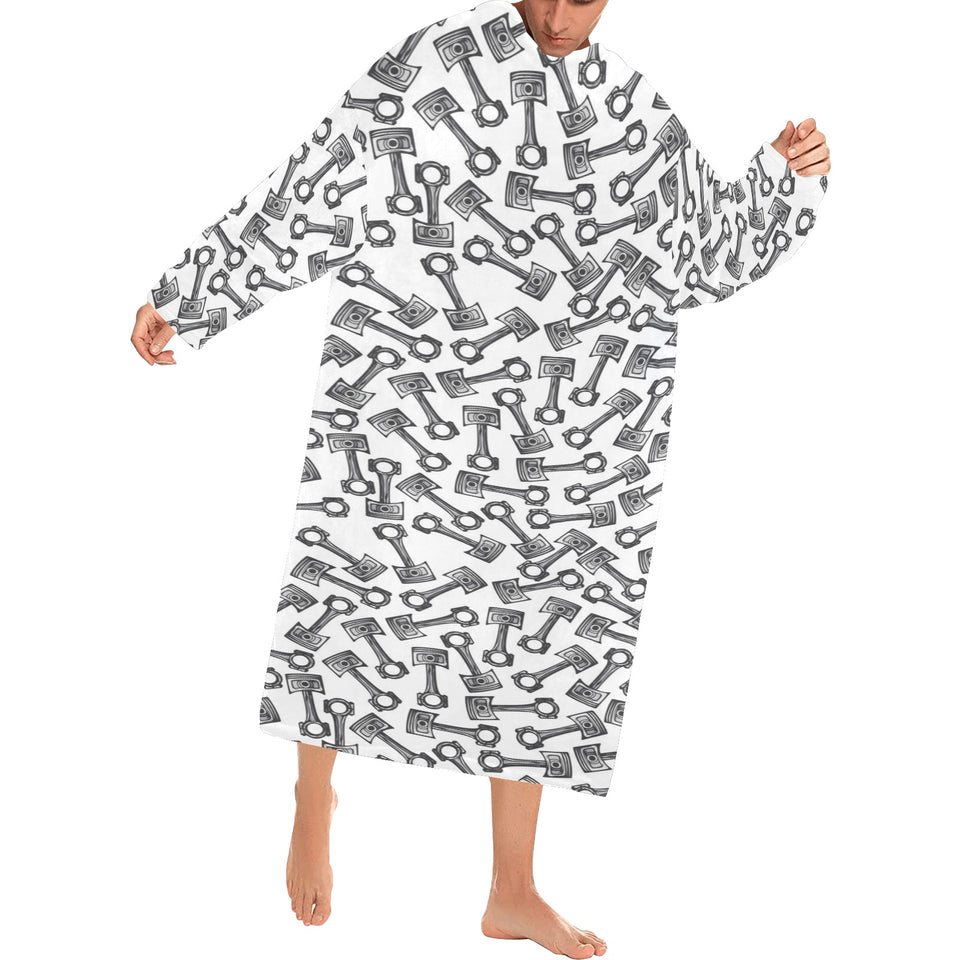 Engine Piston Pattern Print Design 01 Blanket Robe with Sleeves