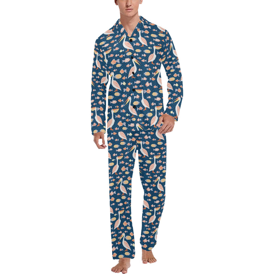 Pelican Pattern Print Design 01 Men's Long Pajama Set