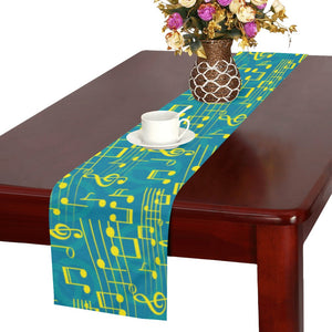 Music Notes Pattern Print Design 05 Table Runner