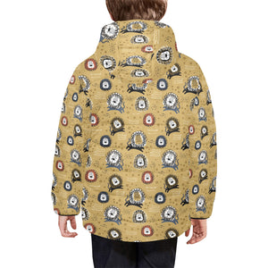 Lion Pattern Print Design 03 Kids' Boys' Girls' Padded Hooded Jacket