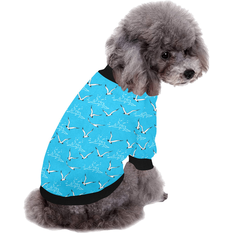 Seagull Pattern Print Design 05 All Over Print Pet Dog Round Neck Fuzzy Shirt