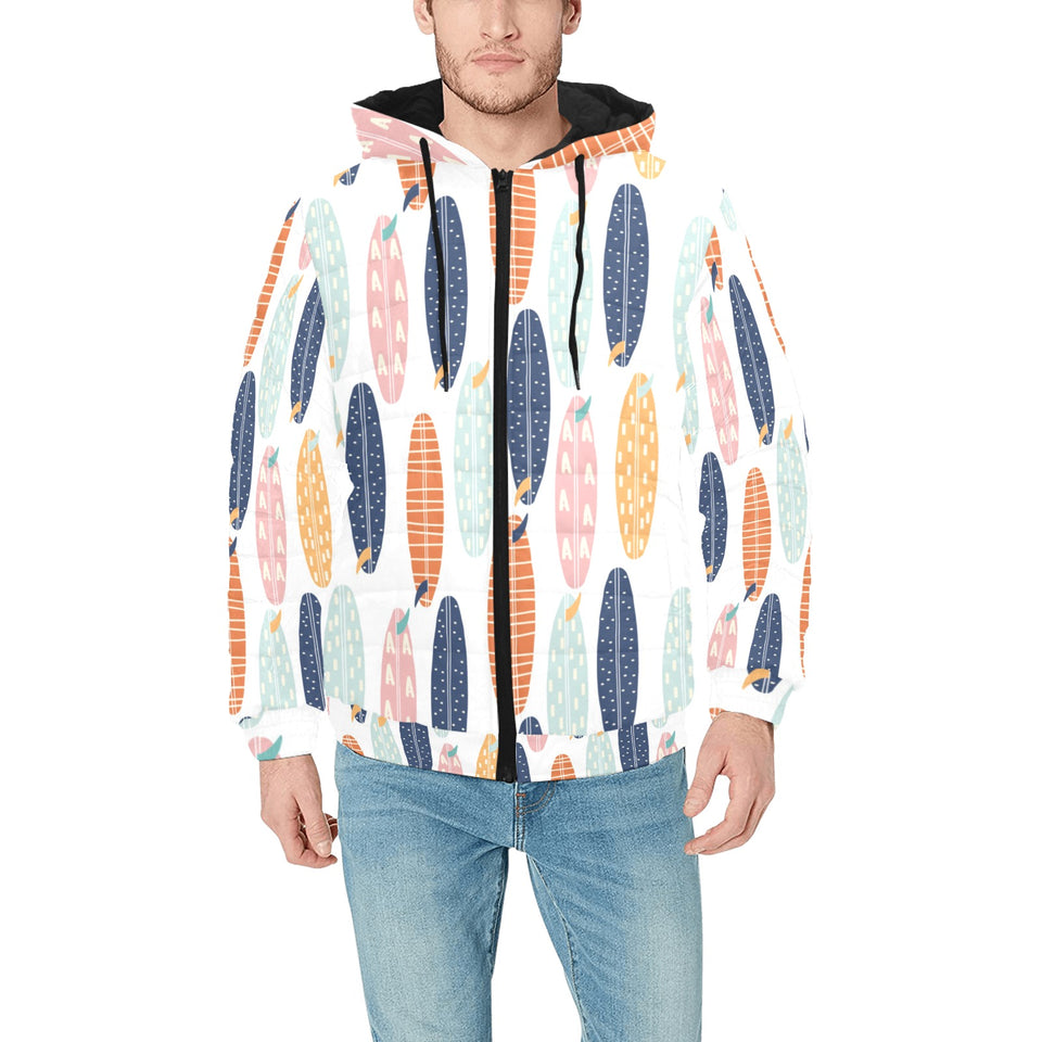 Surfboard Pattern Print Design 04 Men's Padded Hooded Jacket(ModelH42)