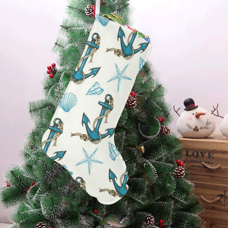 Anchor Shell Starfish Pattern Christmas Stocking