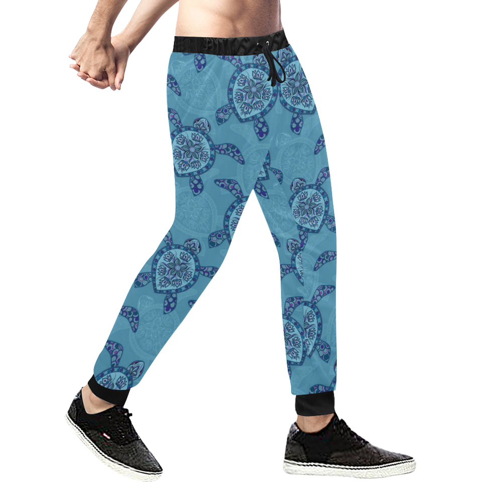 Sea Turtle Blue Tribal Pattern Unisex Casual Sweatpants