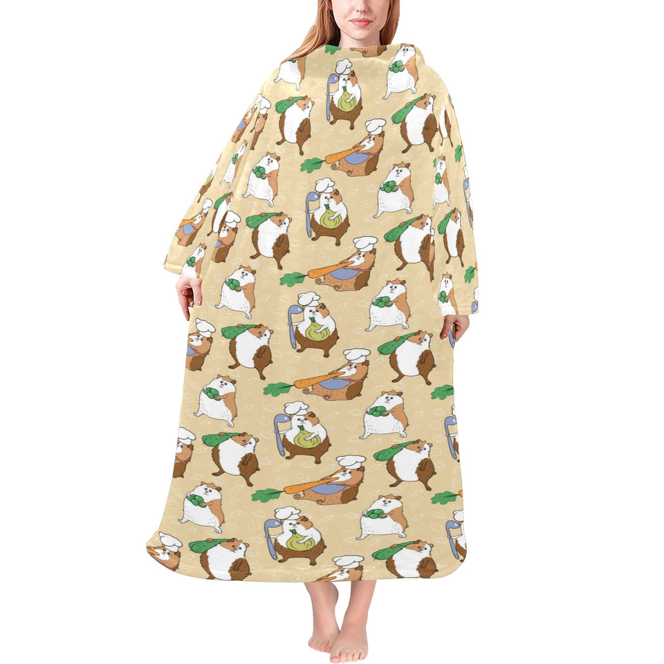 Guinea Pig Pattern Print Design 02 Blanket Robe with Sleeves