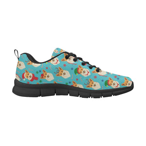 Christmas Corgi Pattern Men's Sneakers Black