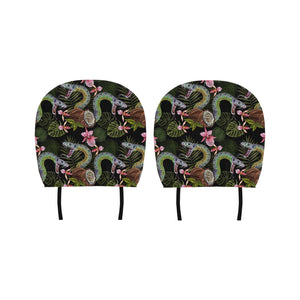 Snake Leaves Coconut Pattern Car Headrest Cover