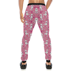 Poodle Pink Heart Pattern Unisex Casual Sweatpants