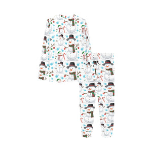 Snowman Pattern Background Kids' Boys' Girls' All Over Print Pajama Set