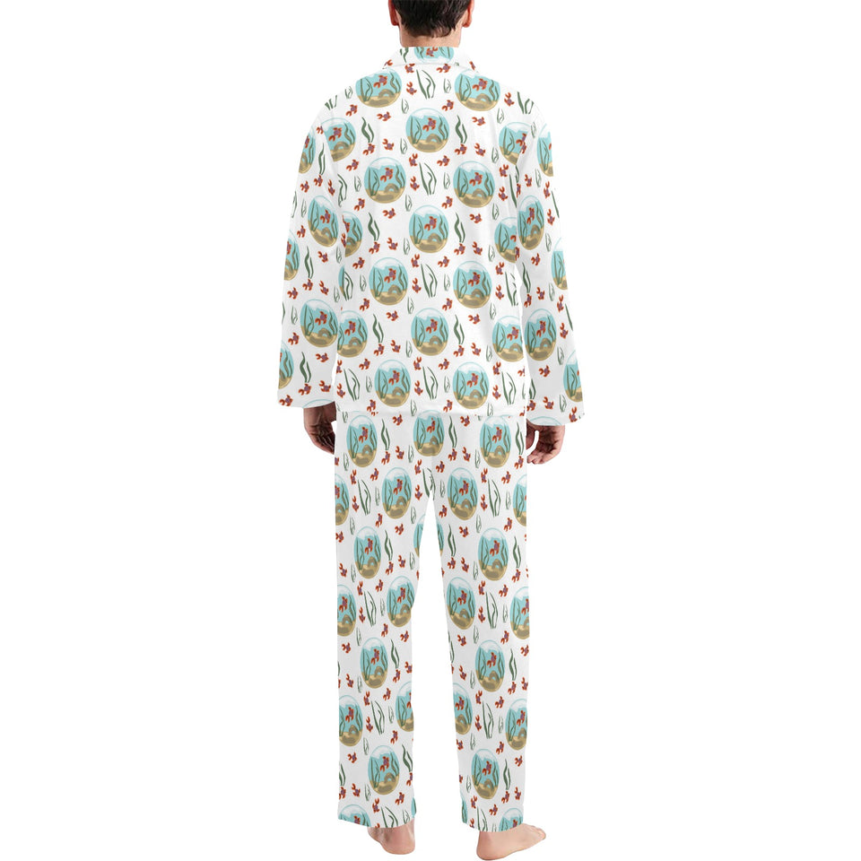 Goldfish Pattern Print Design 01 Men's Long Pajama Set