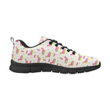 Pink Dachshund Pattern Men's Sneakers Black