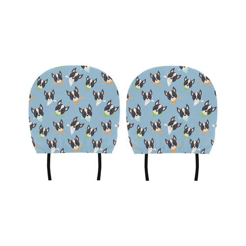 Cute Boston Terrier Pattern Car Headrest Cover