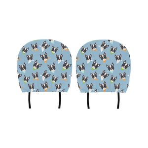 Cute Boston Terrier Pattern Car Headrest Cover