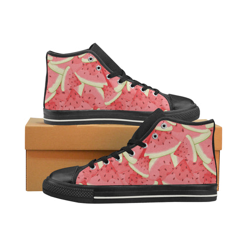 Watermelon Pattern Background Men's High Top Canvas Shoes Black