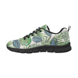 Green Blue Chameleon Lizard Leaves Pattern Men's Sneakers Black