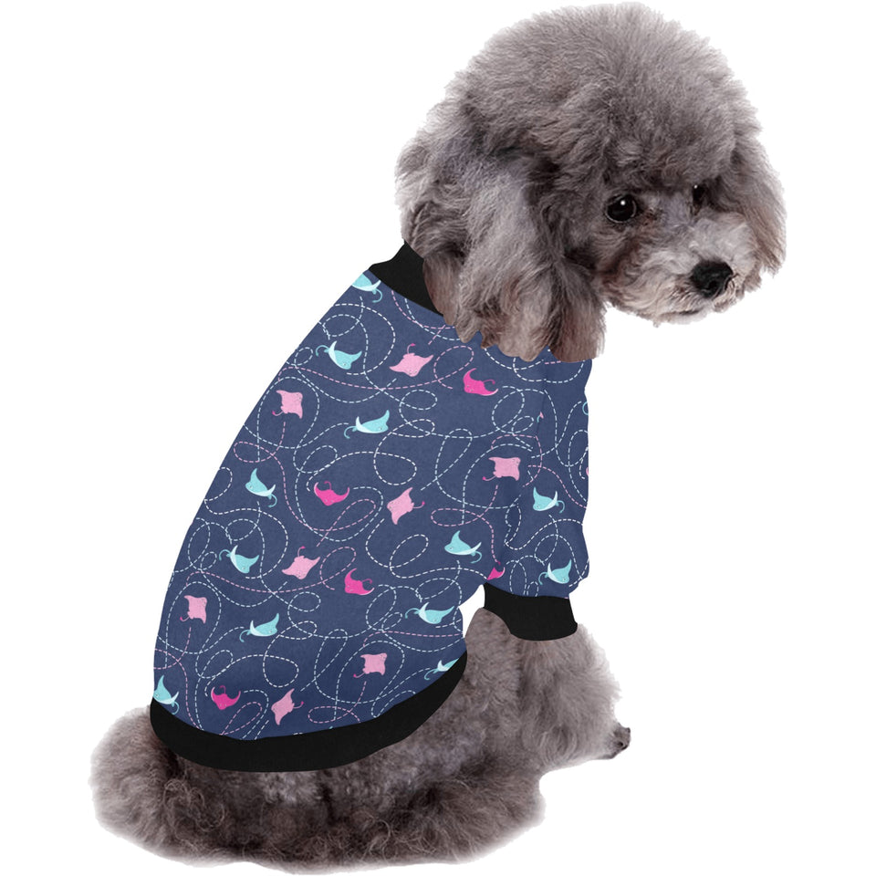 Stingray Pattern Print Design 05 All Over Print Pet Dog Round Neck Fuzzy Shirt