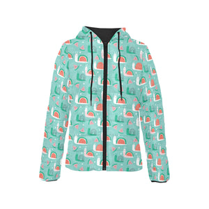 Snail Pattern Print Design 01 Women's Padded Hooded Jacket